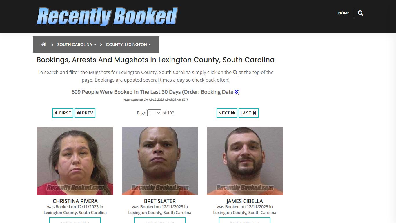 Bookings, Arrests and Mugshots in Lexington County, South Carolina